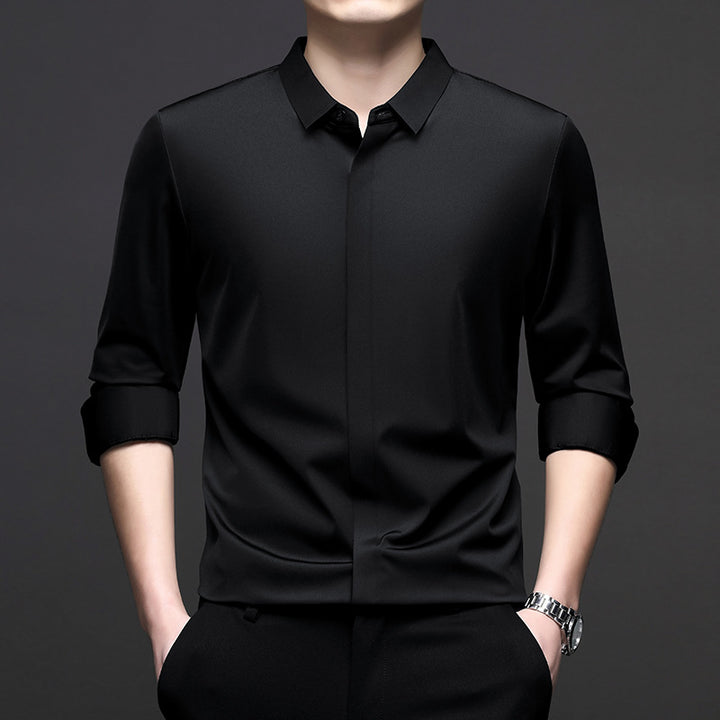 Men's Elegant Long Sleeve Shirt with Modern Cut and Breathable Surface Lisslune