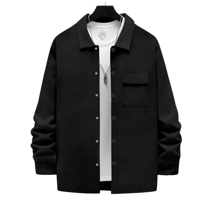 Men's casual cotton jacket with textured design and practical pockets Lisslune