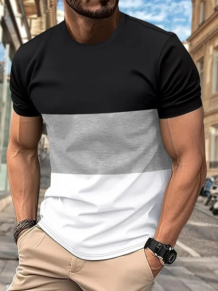 Men's T-shirt with modern color block design and round neckline Lisslune