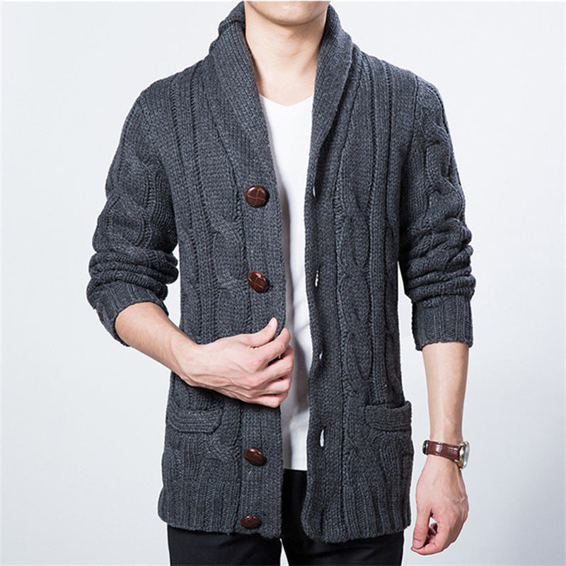 Men's cardigan with deep collar and elegant buttons Lisslune
