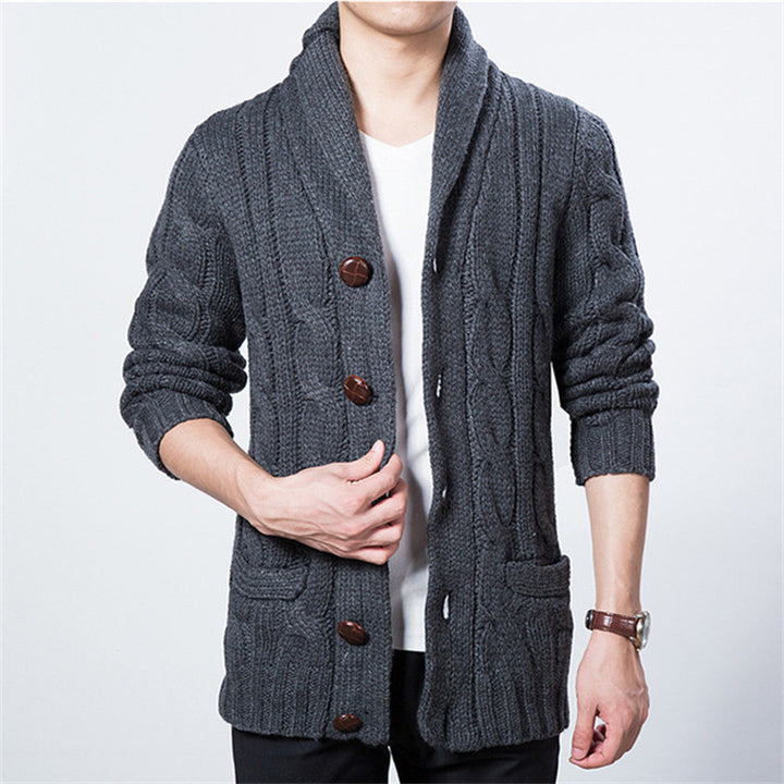 Men's cardigan with deep collar and elegant buttons Lisslune