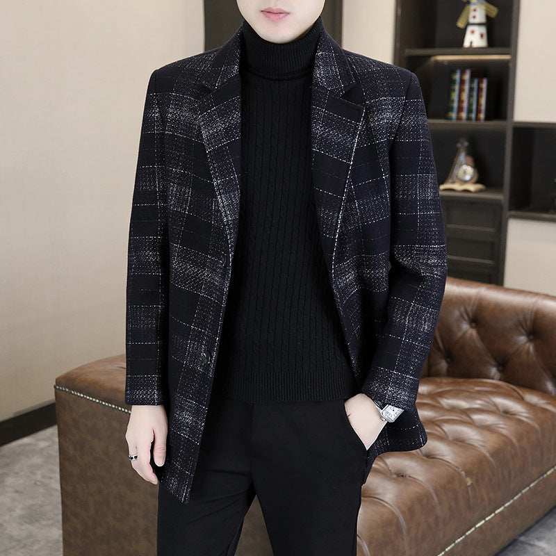 Men's Elegant Blazer In Modern Checked Pattern Lisslune