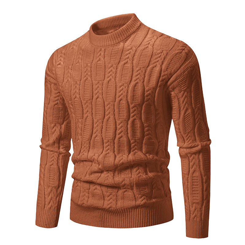 Men's chunky knit sweater with modern cable pattern and round neck Lisslune