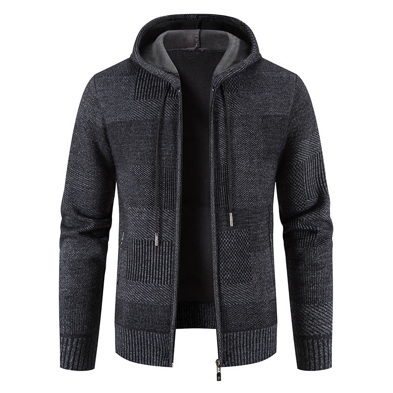 Men's cardigan with hood and modern structural elements Lisslune