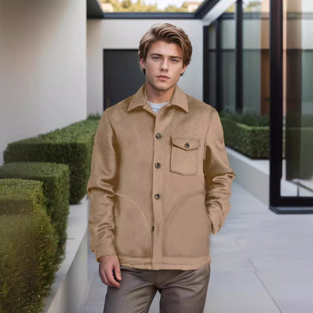 Men's fashion wool jacket with chest pocket and button details Lisslune