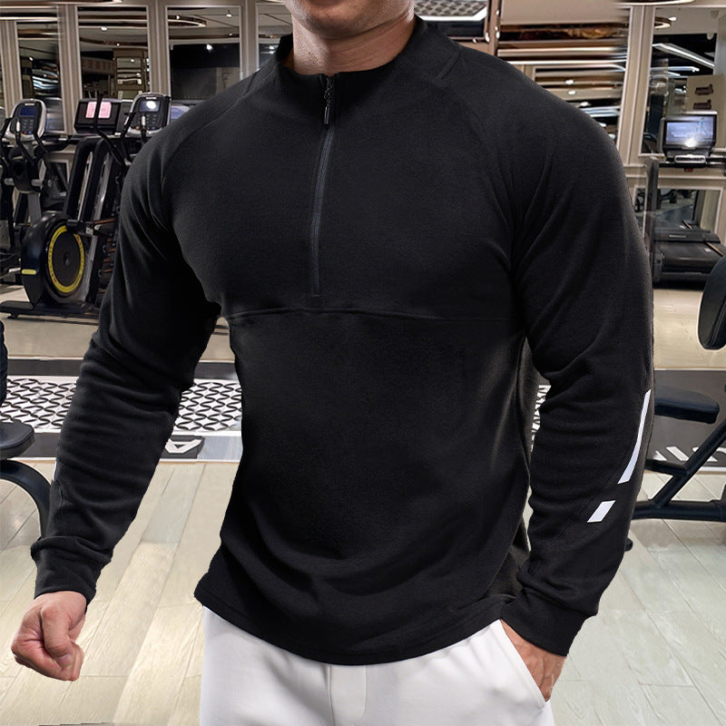Men's Sporty Long Sleeve Shirt with Half Zipper Lisslune