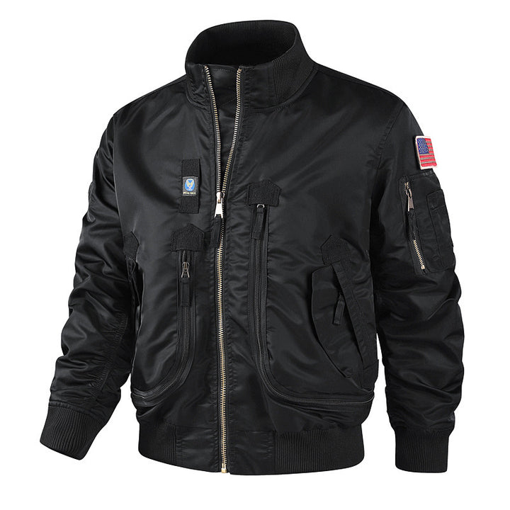 Men's bomber jacket with high collar and multifunctional pockets Lisslune