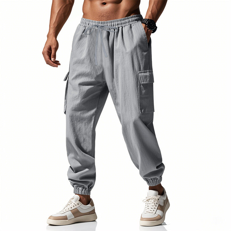 Men's Casual Cargo Pants with Elastic Waistband and Practical Side Pockets Lisslune