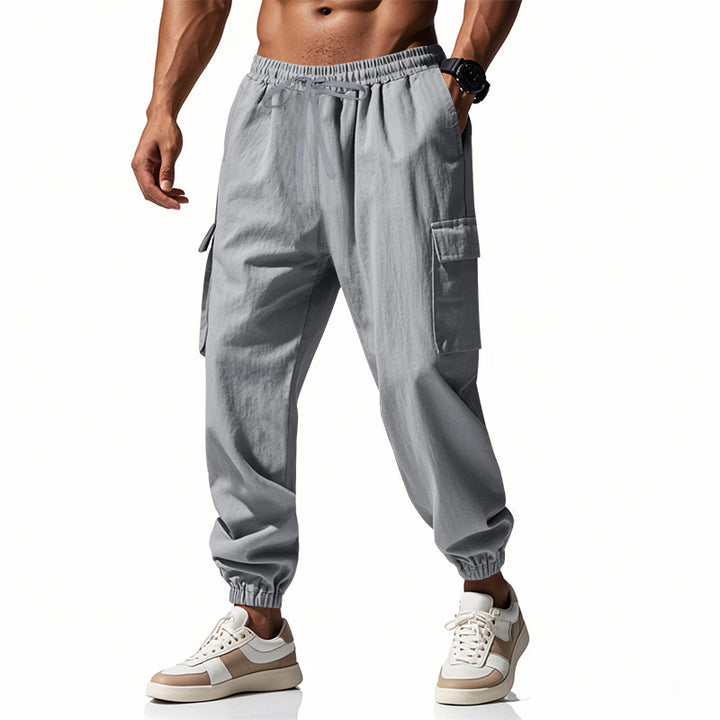 Men's Casual Cargo Pants with Elastic Waistband and Practical Side Pockets Lisslune
