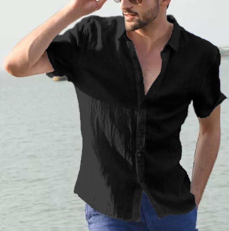 Men's Short Sleeve Shirt with Light Cotton Fabric Lisslune