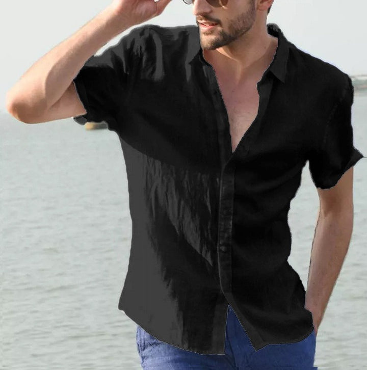 Men's Short Sleeve Shirt with Light Cotton Fabric Lisslune