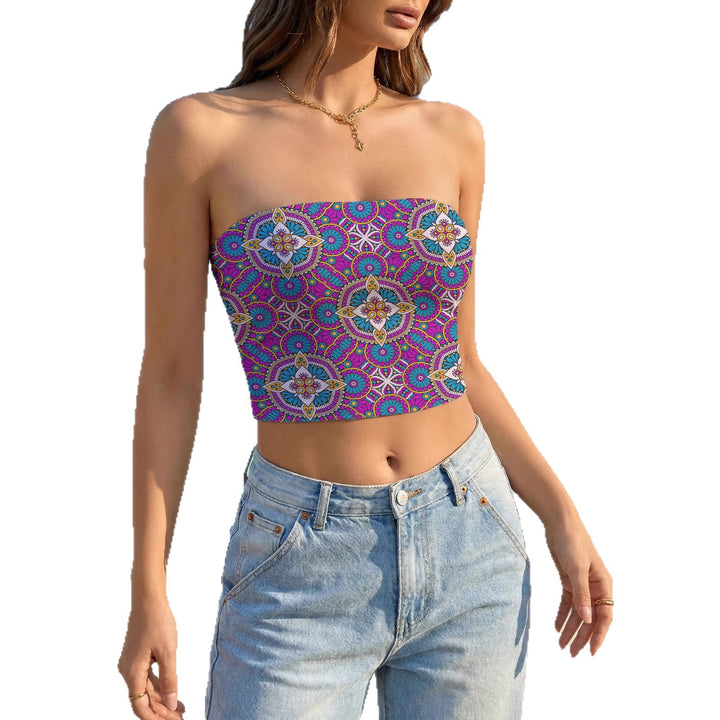 Women’s bandeau top with floral design and elastic fabric Lisslune