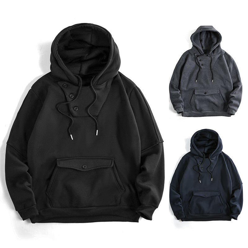 Men's casual hoodie with button details and practical pockets Lisslune