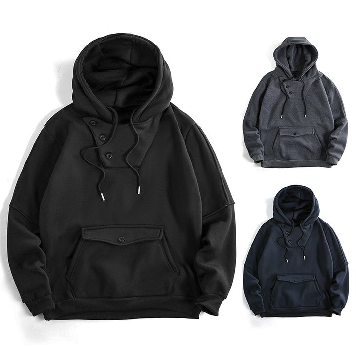 Men's casual hoodie with button details and practical pockets Lisslune