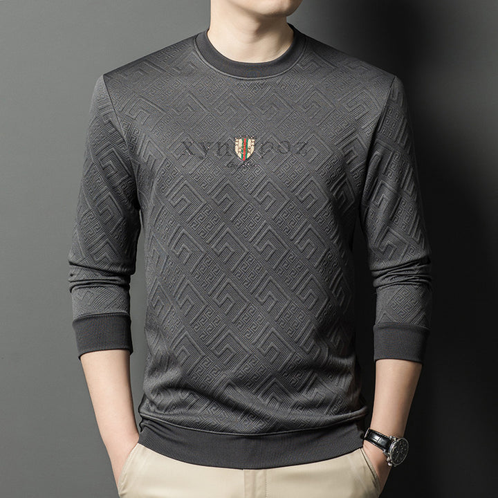 Men's high-quality round neck pullover made of elastic cotton blend Lisslune