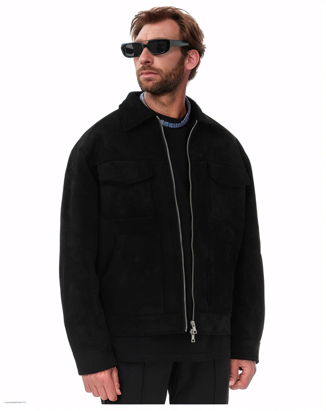Men's Suede Jacket with Modern Pockets Lisslune