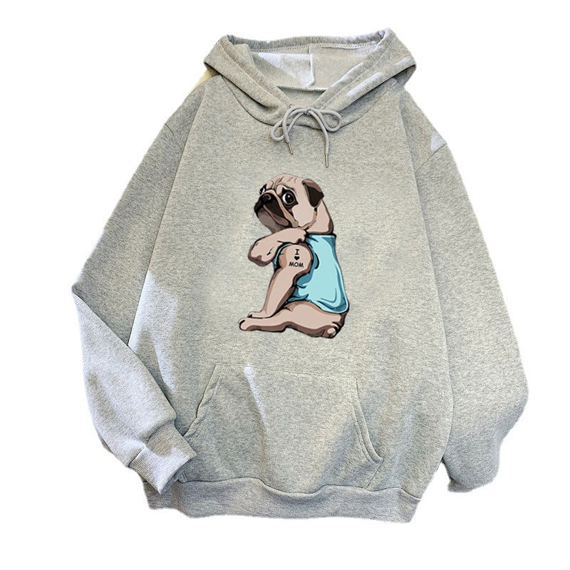 Women's hoodie with cute pug design Lisslune