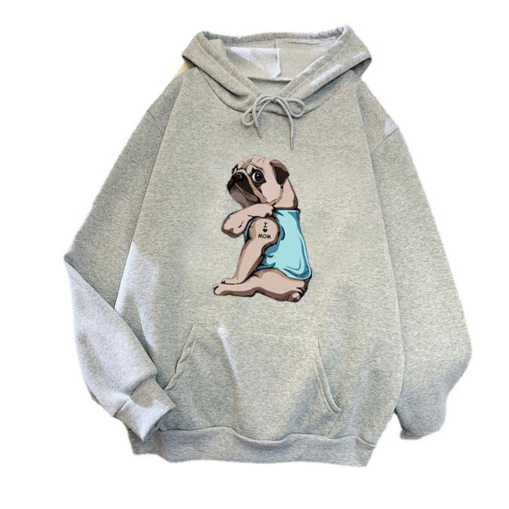 Women's hoodie with cute pug design Lisslune