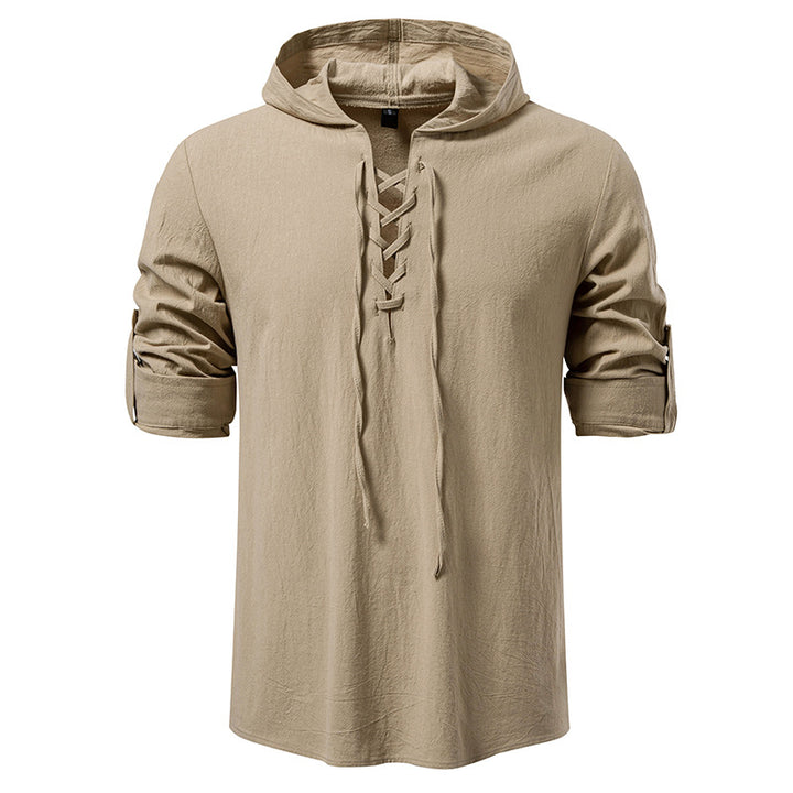Men's hooded top with unique lacing design Lisslune