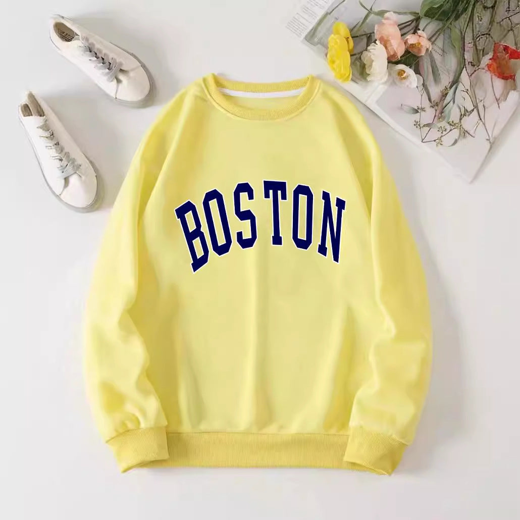 Women casual sweatshirt with Boston print Lisslune