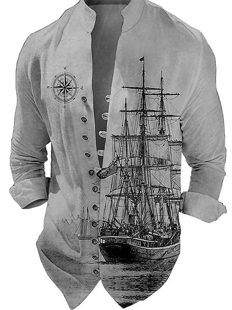 Men's vest with nostalgic maritime ship design Lisslune