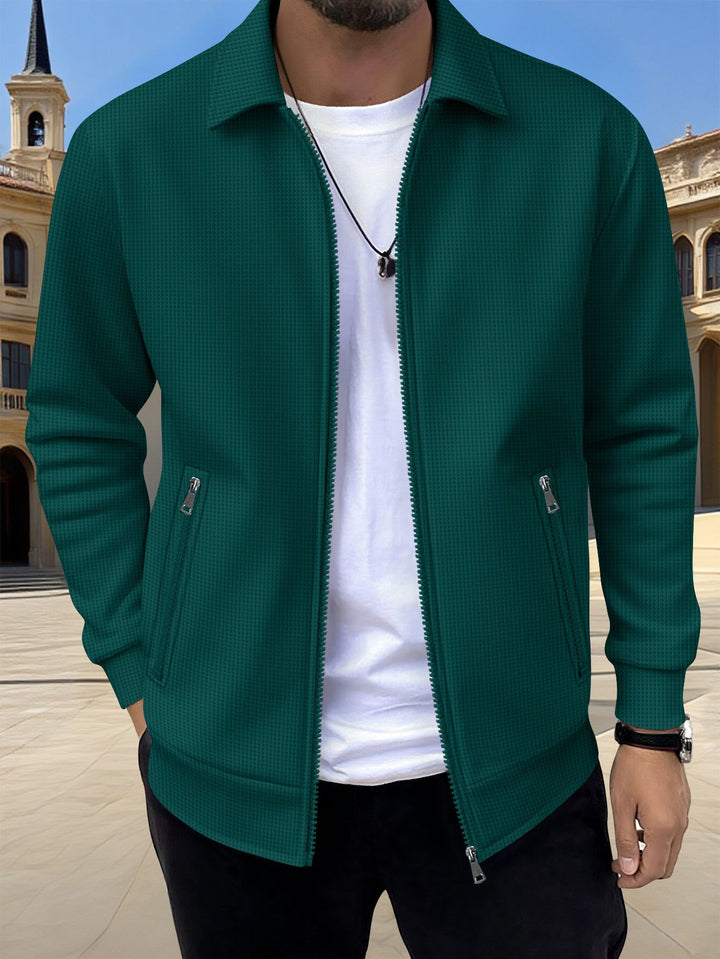 Men's modern leisure jacket with textured design and practical zip pockets Lisslune