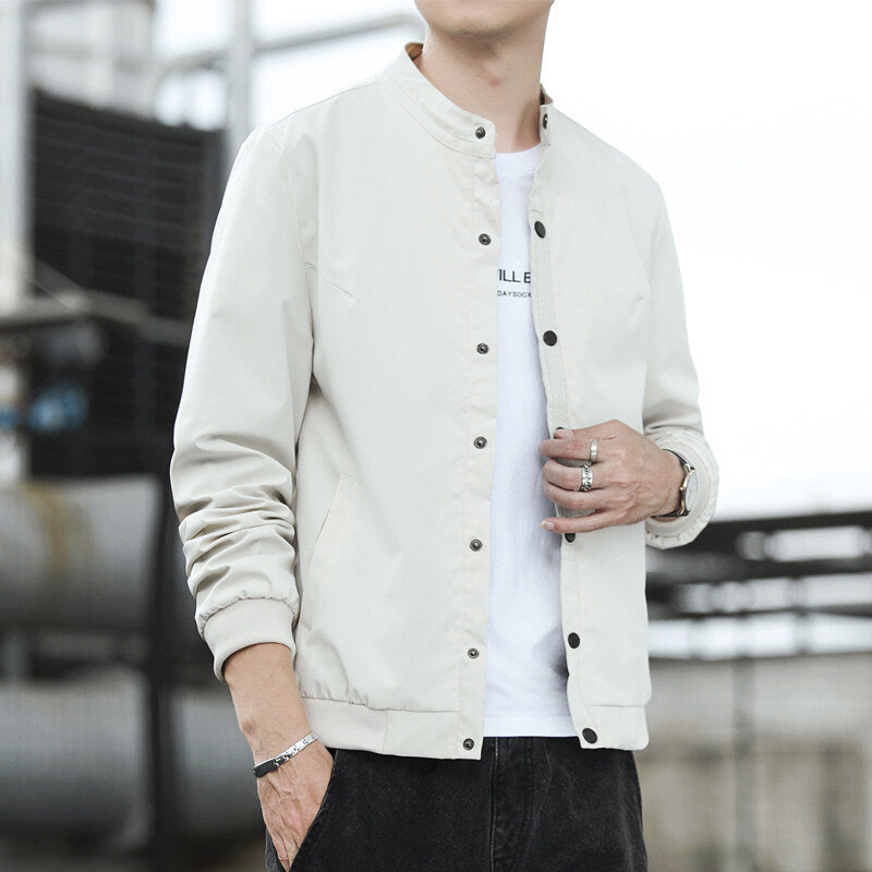 Men's lightweight transitional jacket with high collar and practical snap buttons Lisslune