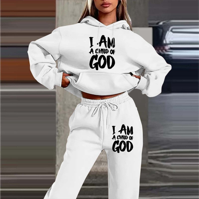Women's hoodie sweatshirt with urban lettering and comfortable pants Lisslune