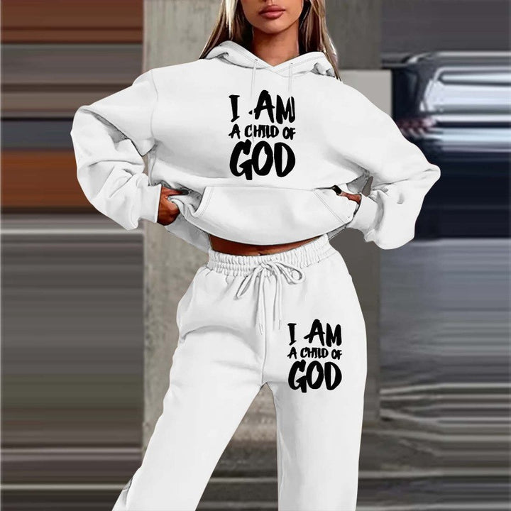Women's hoodie sweatshirt with urban lettering and comfortable pants Lisslune