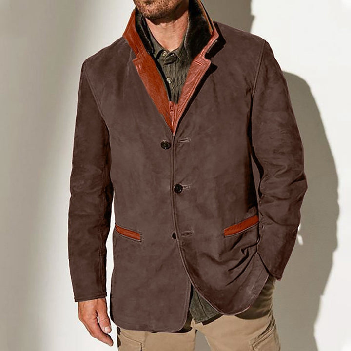 Men's elegant suede jacket with contrast details Lisslune