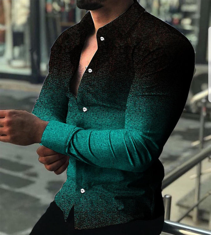 Men's Long Sleeve Shirt with Modern Gradient andElegant Button Details Lisslune