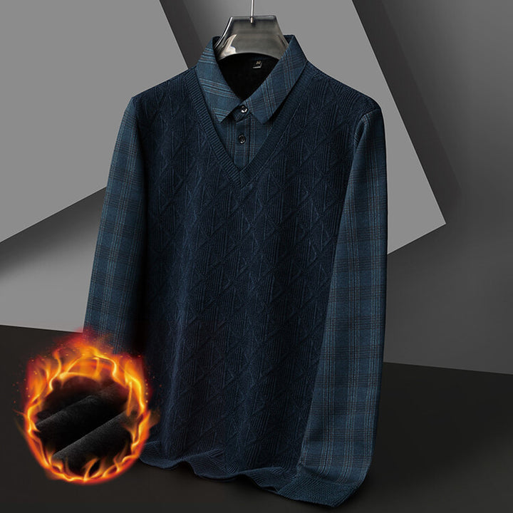 Men's knitted sweater with modern V-neck and textured design Lisslune