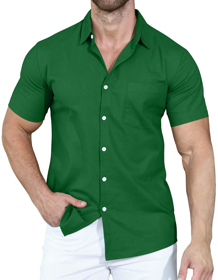 Men's short-sleeve shirt made of high-quality cotton with practical chest pocket Lisslune