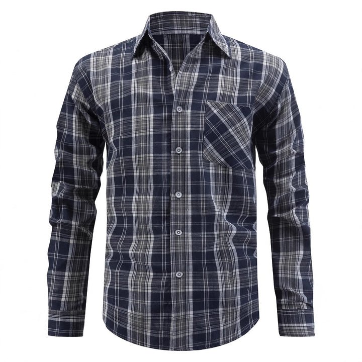 Men's casual long-sleeve shirt in checked design Lisslune