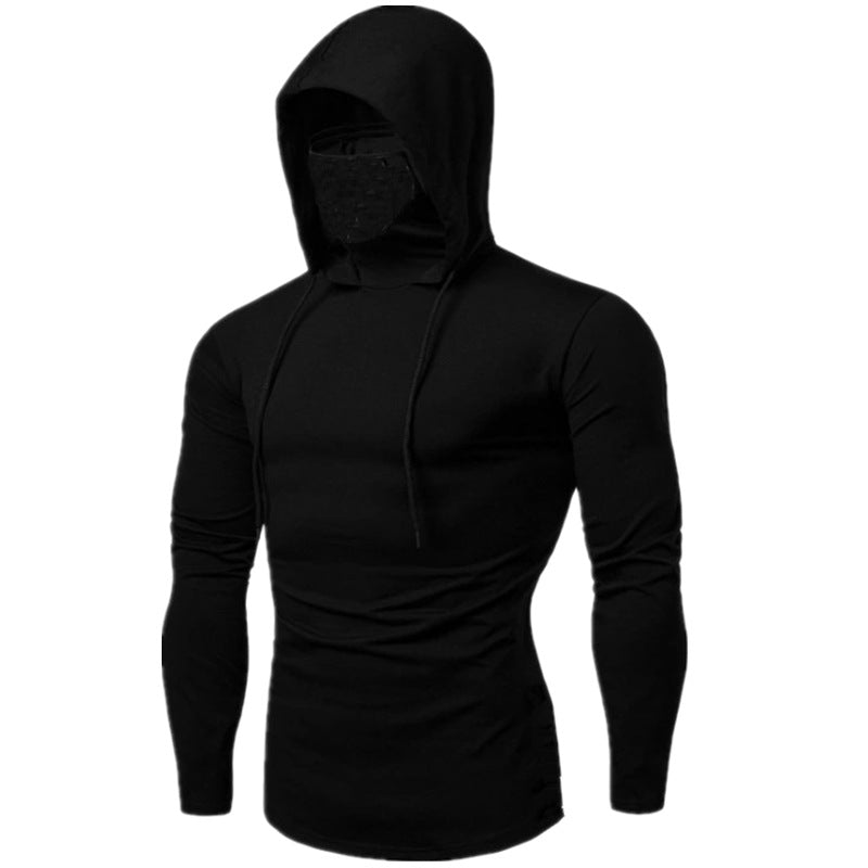 Men's hooded shirt with integrated face protection and fashionable design Lisslune