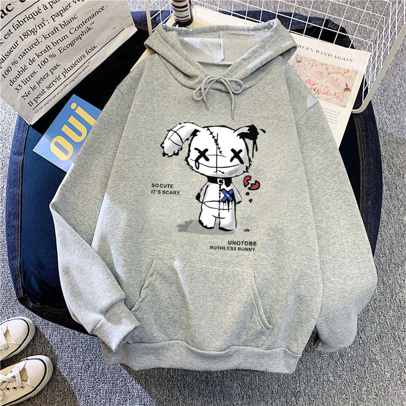 Ladies hooded sweatshirt with unique cartoon design and cozy inner lining Lisslune