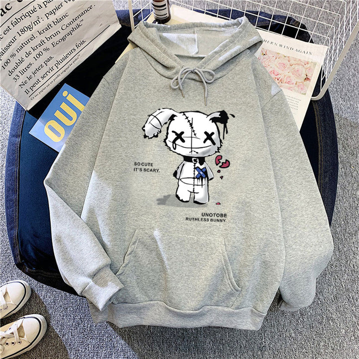 Ladies hooded sweatshirt with unique cartoon design and cozy inner lining Lisslune