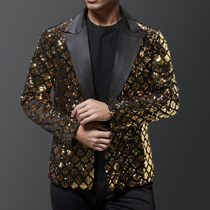 Men's elegant sequin blazer with satin lapels Lisslune