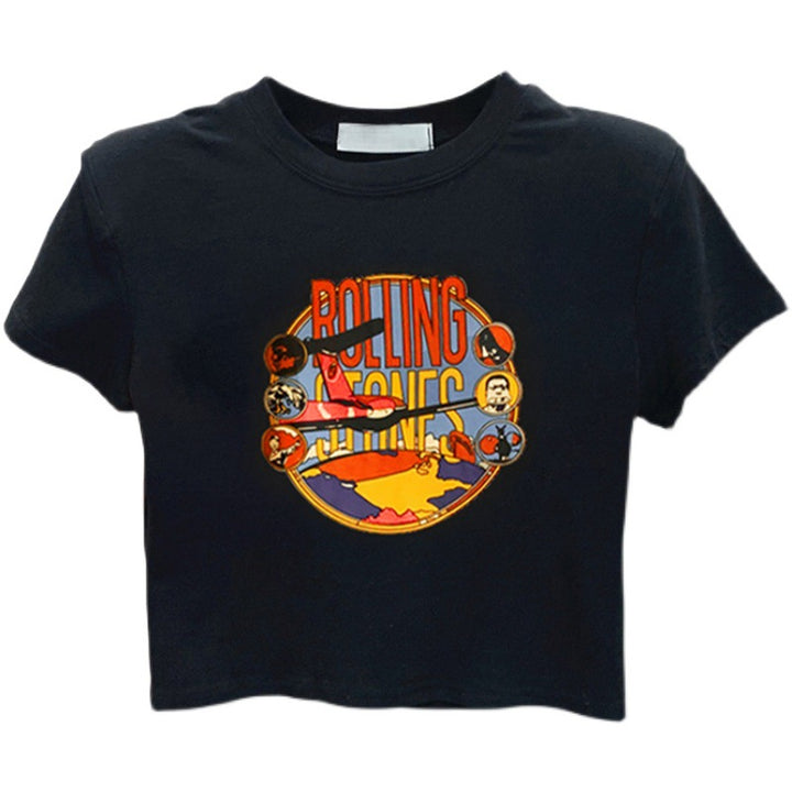 Women's Short-Sleeve T-Shirt with Creative Print Design and Loose Fit