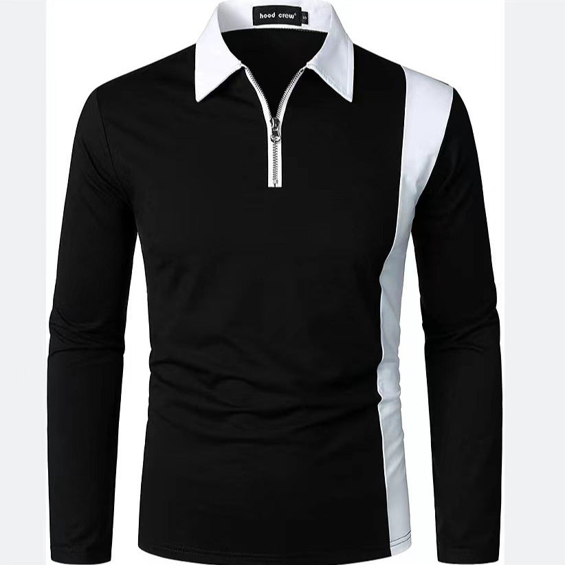 Men's sporty long-sleeve shirt with modern zipper and stylish color contrast Lisslune