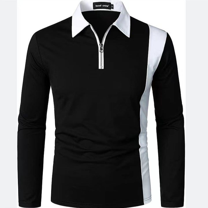Men's sporty long-sleeve shirt with modern zipper and stylish color contrast Lisslune