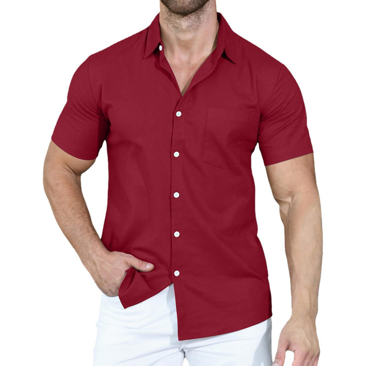 Men's short-sleeve shirt made of high-quality cotton with practical chest pocket Lisslune