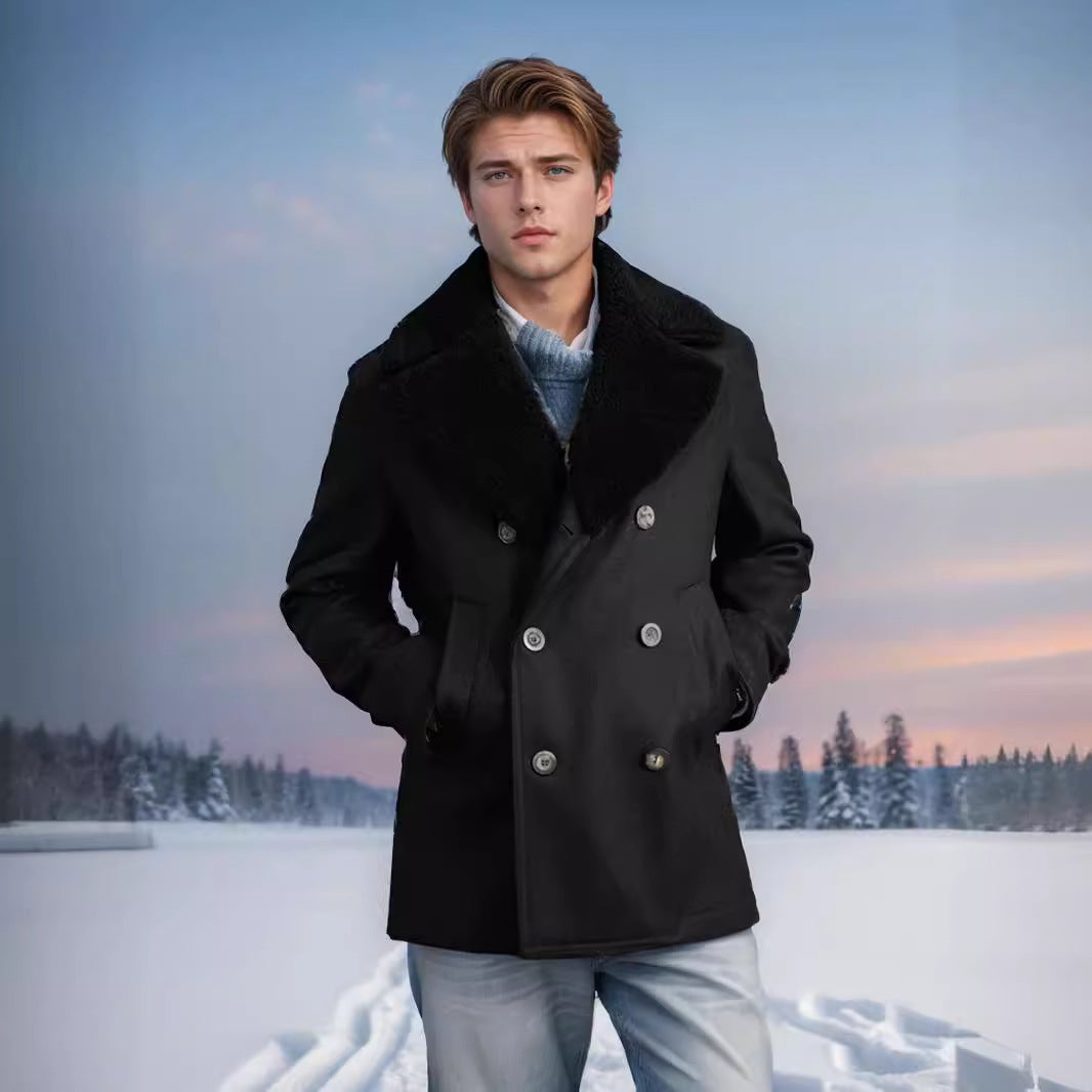 Men's wool coat with contrasting collar Lisslune
