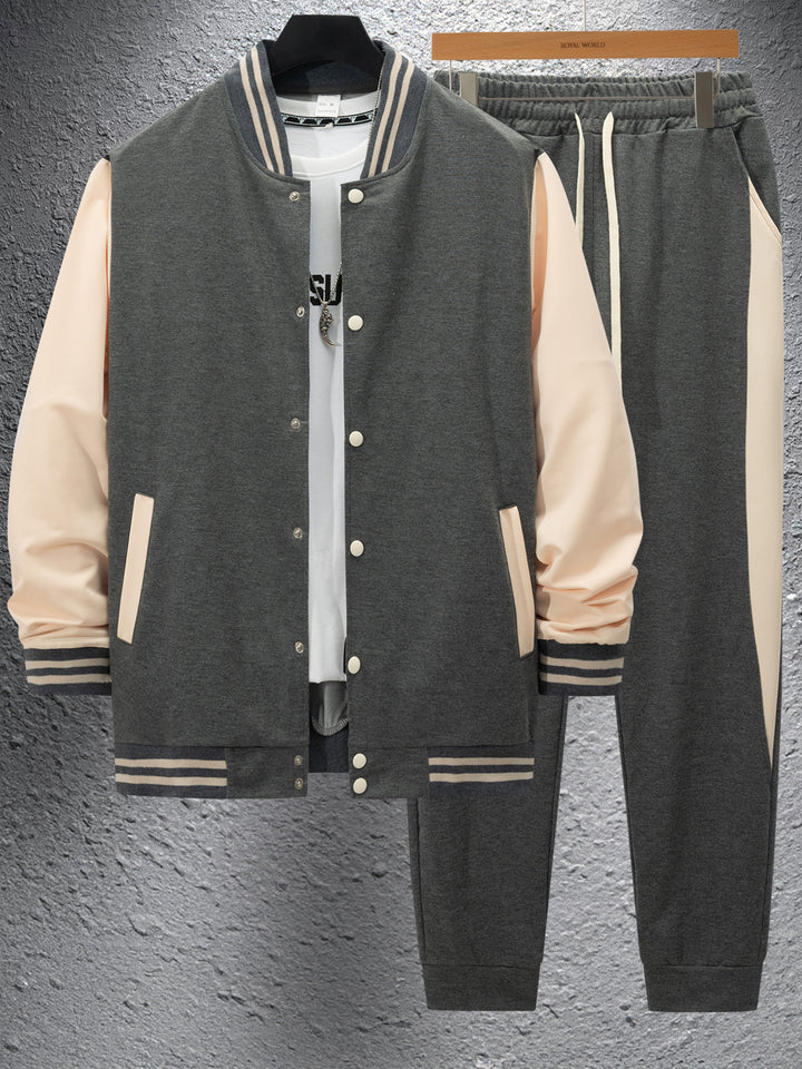 Men's elegant leisure set with modern bomber jacket design and comfortable jogging pants Lisslune