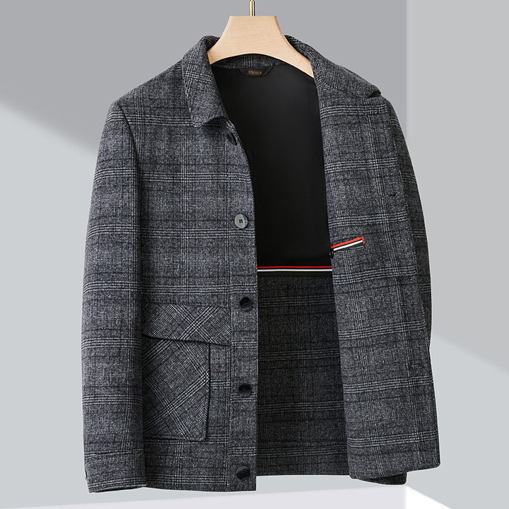 Men's Stylish Jacket with A Chic Check Pattern and Practical Pockets Lisslune