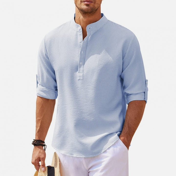 Men's casual shirt with button placket and textured design Lisslune