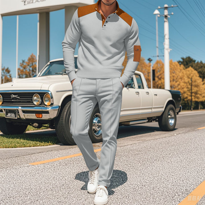 Men's Sporty Zip Set with Fashionable Accents and Structured Processing Lisslune