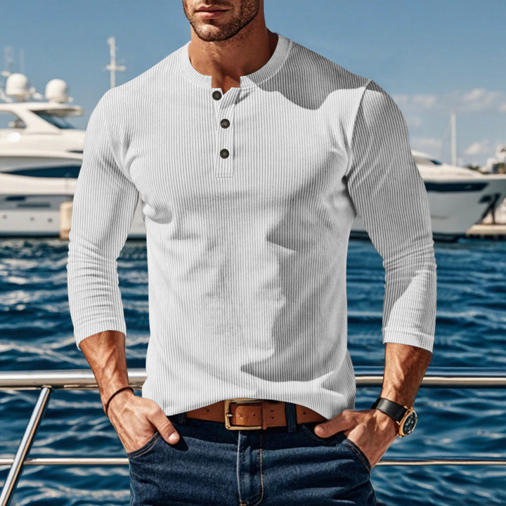Men's long sleeve shirt with comfortable button placket and textured design Lisslune