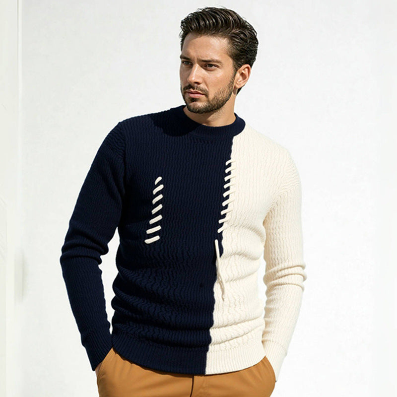 Men's knitted sweater with modern structure design and contrasting patterns Lisslune