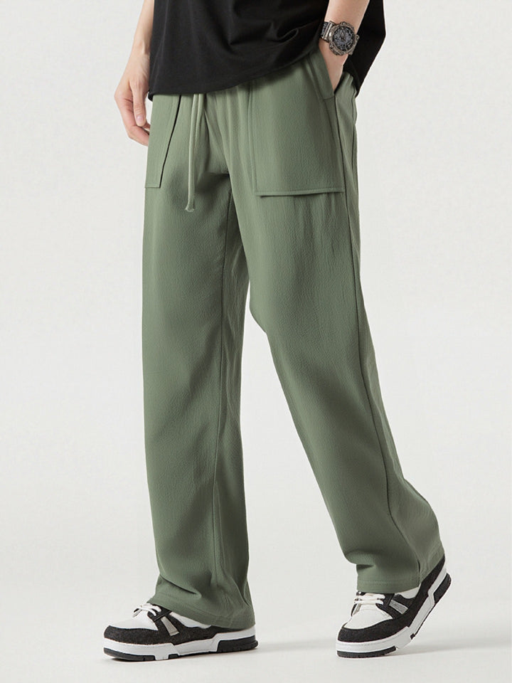 Men's Casual Cargo Pants with Practical Pockets and Elastic Waistband Lisslune